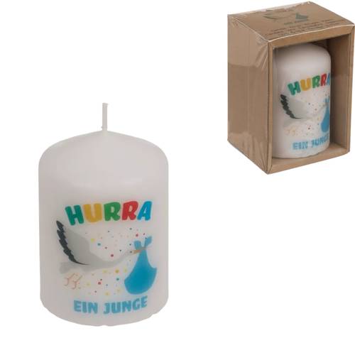 Kerze Hurra ein Junge D06cm H08cm