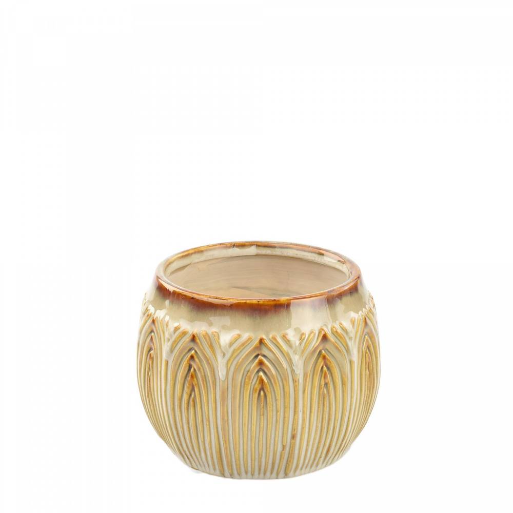 Keramik Übertopf Lotus creme D14.5cm H10.5cm