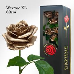 Plastik Wachs Rose XL auf Stiel champagne L60cm