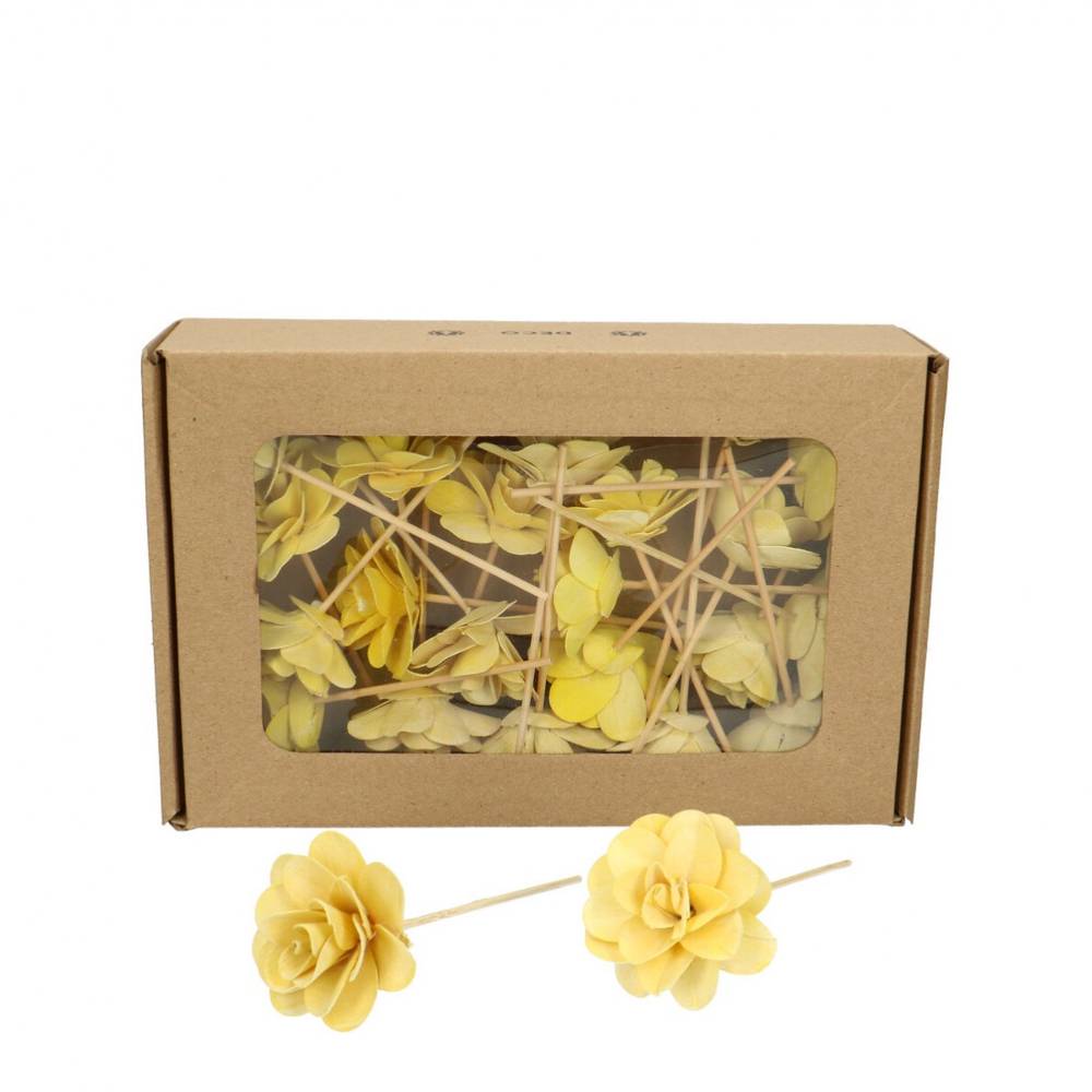 Rose auf Stab gelb L10cm D06cm