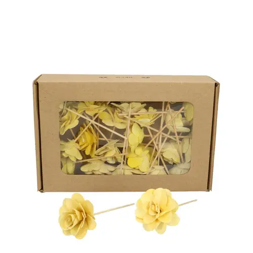 Rose auf Stab gelb L10cm D06cm
