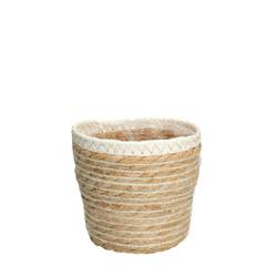 Korb Übertopf Eve weiss D14cm H13cm
