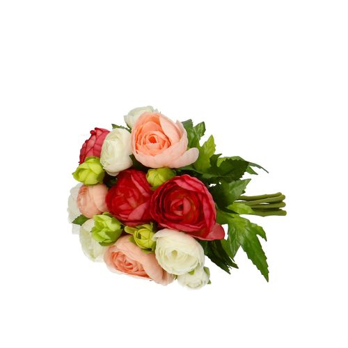 Seiden Ranunkel Strauß rosa/weiss L20cm