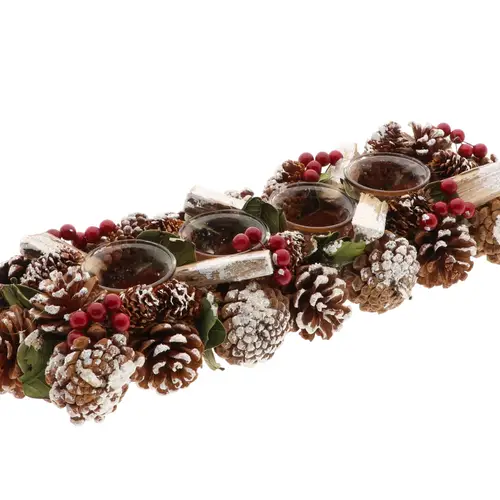 Teelichthalter Frostberry rot/braun 45x15x09cm
