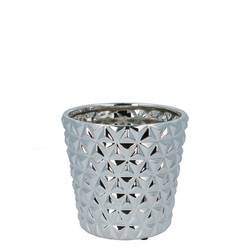 Keramik Übertopf Diamond silber D13cm H12cm