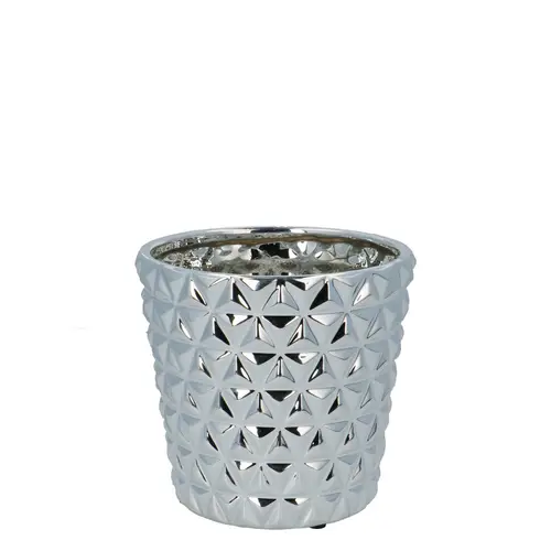 Keramik Übertopf Diamond silber D13cm H12cm