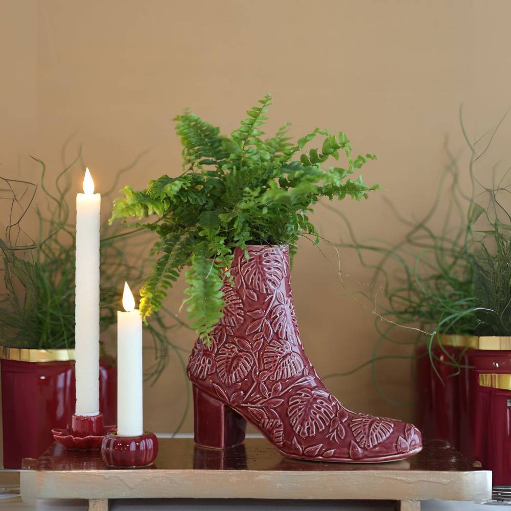 Keramik Vase Bootie rot 22x07x19cm 
