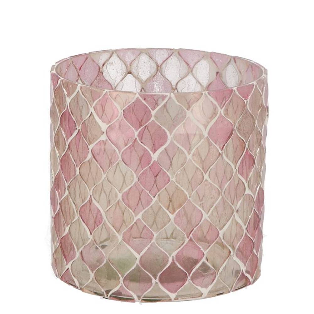 Glas Teelicht Mosaic rosa mix D10cm H10cm