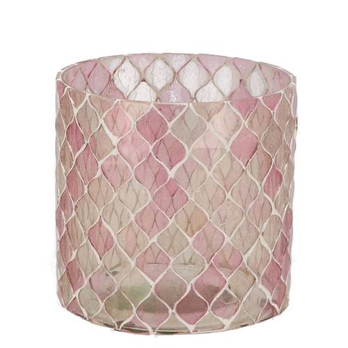 Glas Teelicht Mosaic rosa mix D10cm H10cm