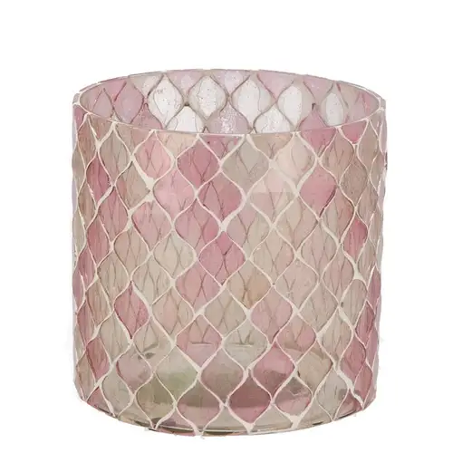 Glas Teelicht Mosaic rosa mix D10cm H10cm