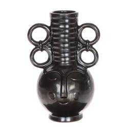 Keramik Vase Chimu schwarz D16cm H25cm