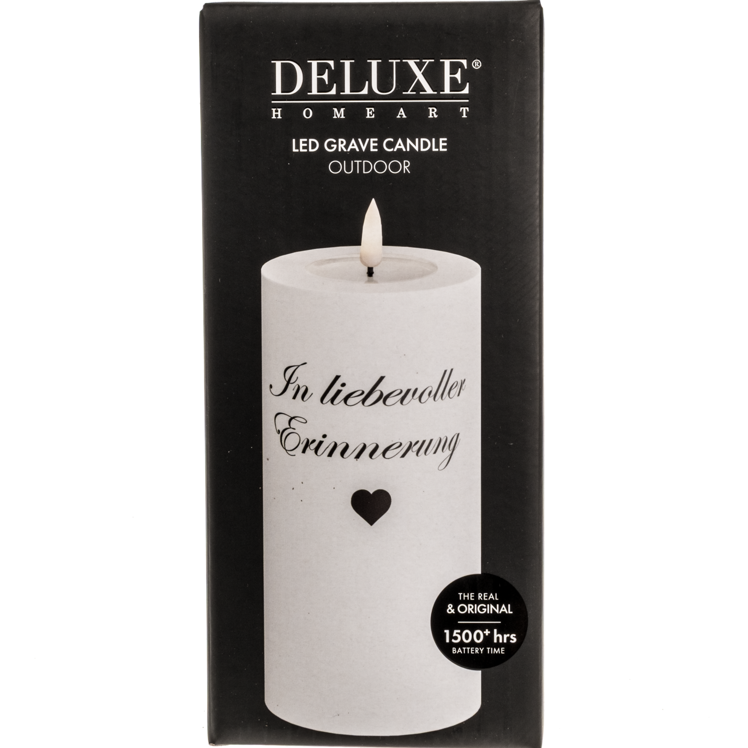 LED Grabkerze liebe Erinnerung D08cm H15cm exkl. Batt.