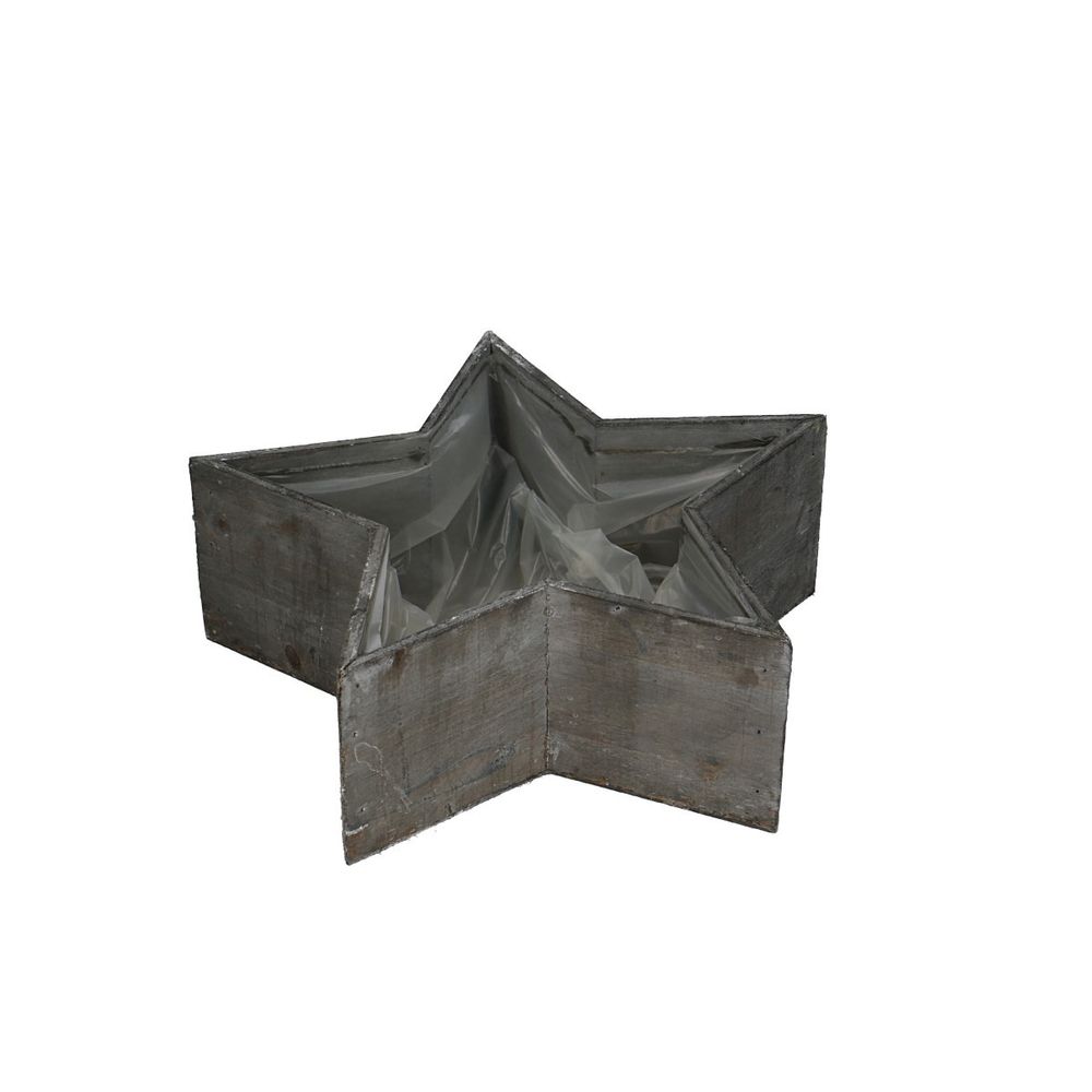 Übertopf Holz Stern grau D30cm H20cm