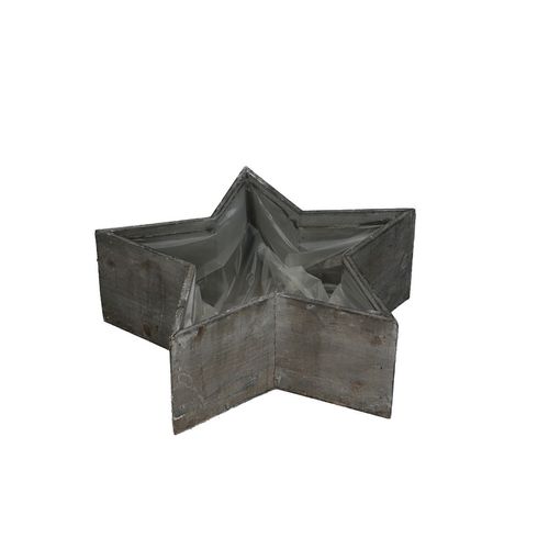 Übertopf Holz Stern grau D30cm H20cm