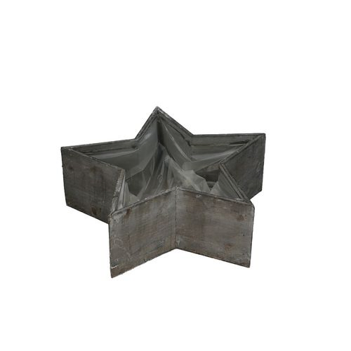 Übertopf Holz Stern grau D30cm H20cm