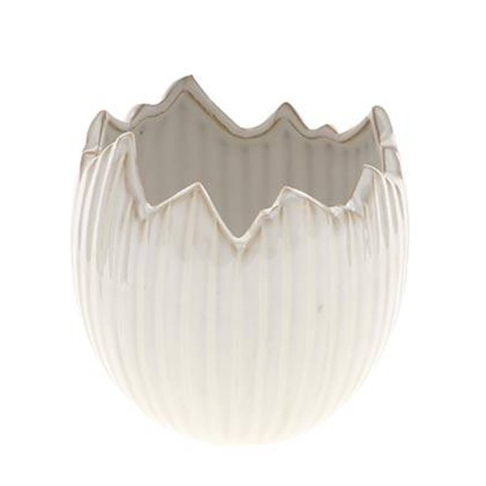 Keramik Übertopf Ei weiss D09cm H09.5cm