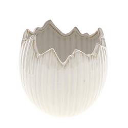 Keramik Übertopf Ei weiss D09cm H09.5cm