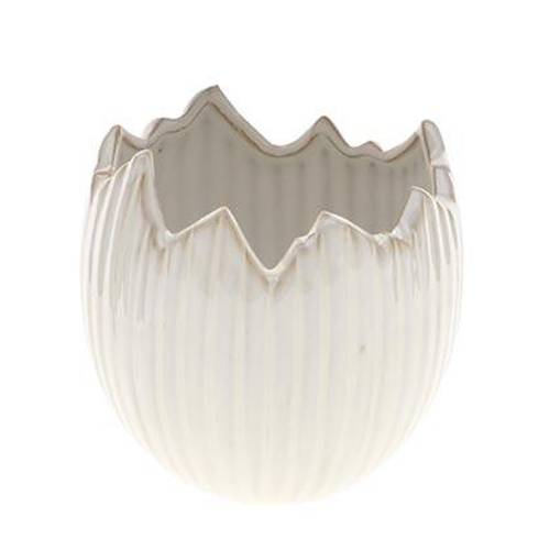 Keramik Übertopf Ei weiss D09cm H09.5cm