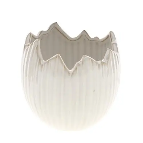 Keramik Übertopf Ei weiss D09cm H09.5cm