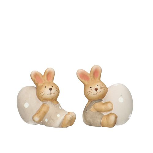 Deko Hase+Ei creme 9x6x9cm