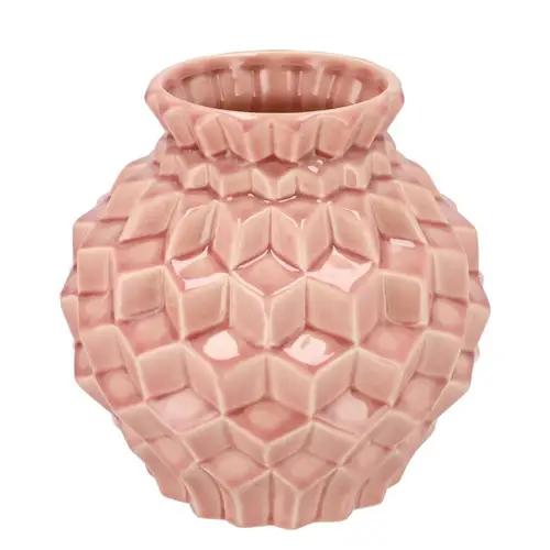 Keramik Vase Gia Structure alt rosa 23x23x23cm