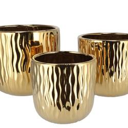 Keramik Übertopf Harper gold 3/Set 31x27/26x24/21x20cm