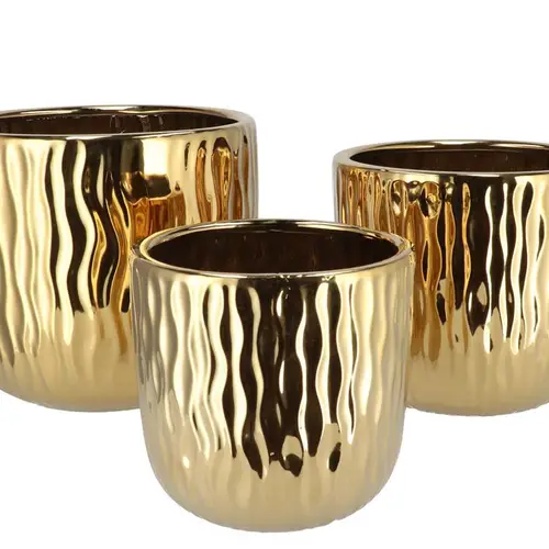 Keramik Übertopf Harper gold 3/Set 31x27/26x24/21x20cm