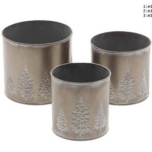 Metall Übertopf schwarz S/3 D10.5/12/14cm