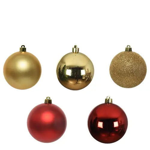 Kugel Plastik rot/gold mix D06cm x30