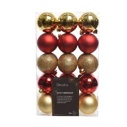 Kugel Plastik rot/gold mix D06cm x30