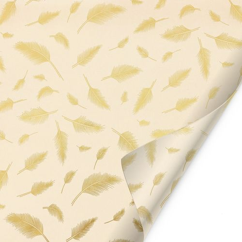 Dekostoff Blatt Organza creme Feder 47x47cm