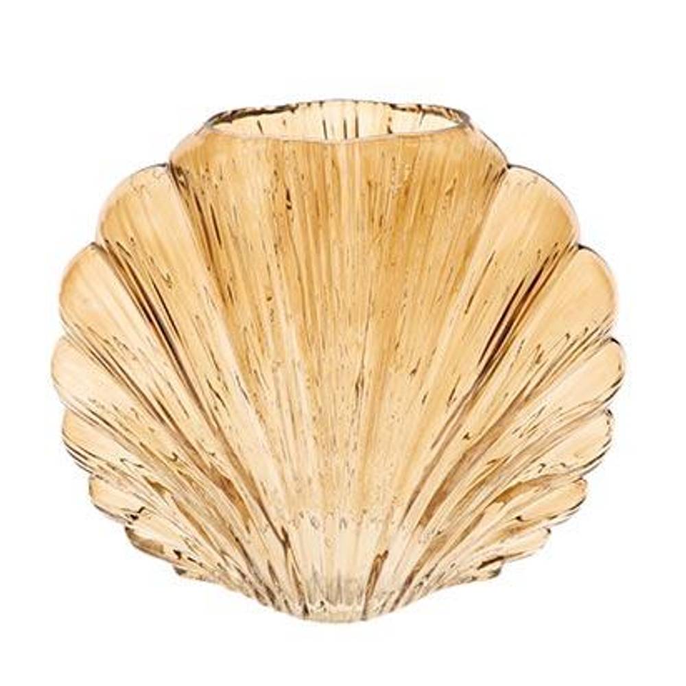 Glas Vase Muschel braun D25cm H21.5cm