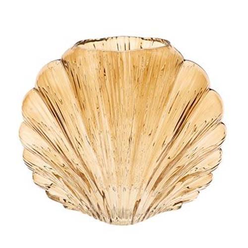 Glas Vase Muschel braun D25cm H21.5cm