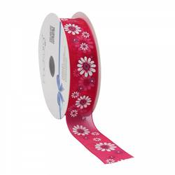 Band Organza Flowers lila 25mm 20m