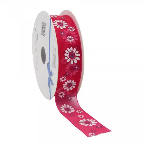 Band Organza Flowers lila 25mm 20m