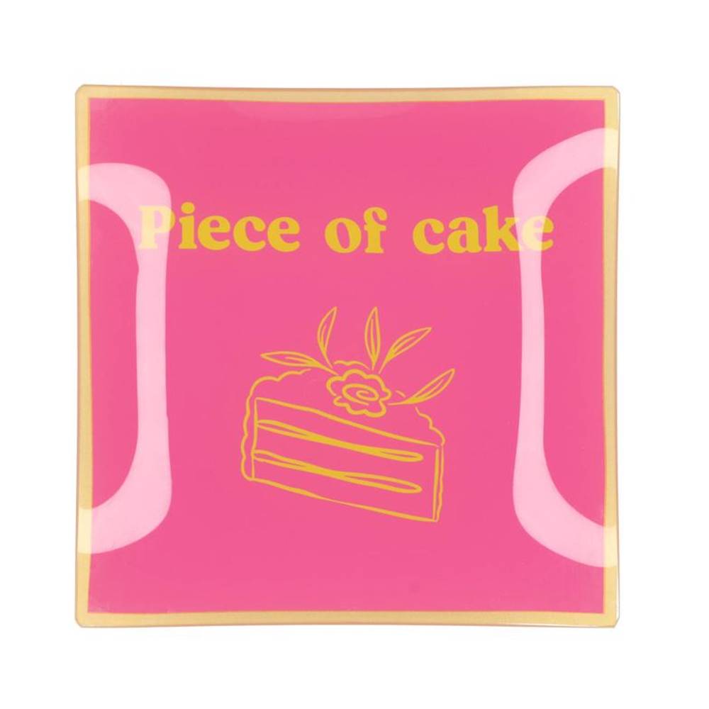 Teller Viereck Piece Of Cake rosa 18x18x02cm
