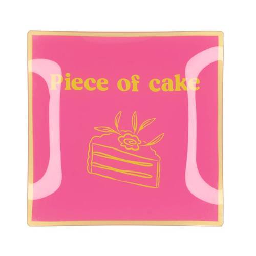 Teller Viereck Piece Of Cake rosa 18x18x02cm