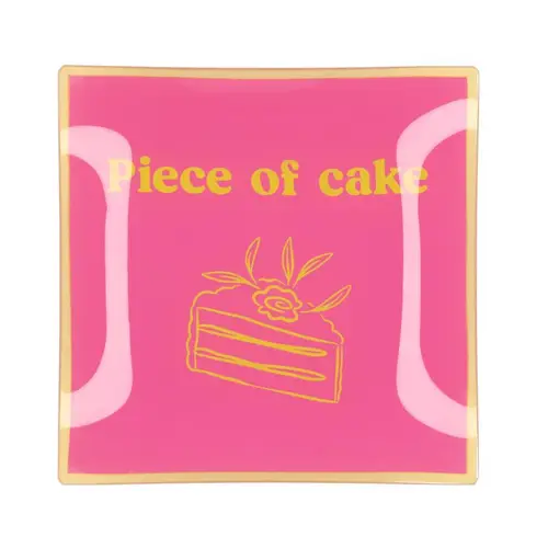 Teller Viereck Piece Of Cake rosa 18x18x02cm