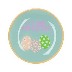 Teller Rund Easter Time blau 18x18x02cm