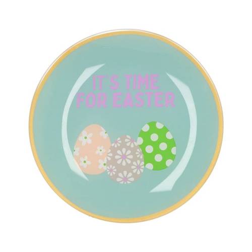Teller Rund Easter Time blau 18x18x02cm