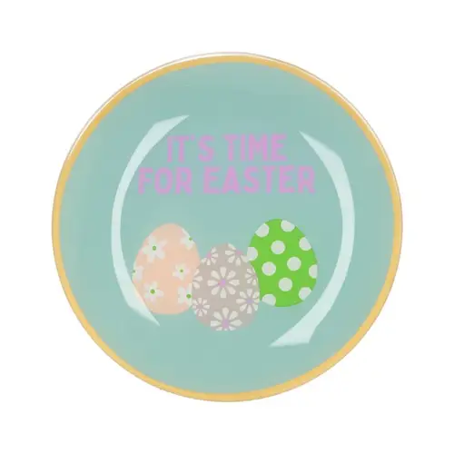 Teller Rund Easter Time blau 18x18x02cm