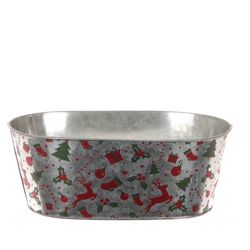 Zink Weihnachten rot grün oval 25x15x10cm