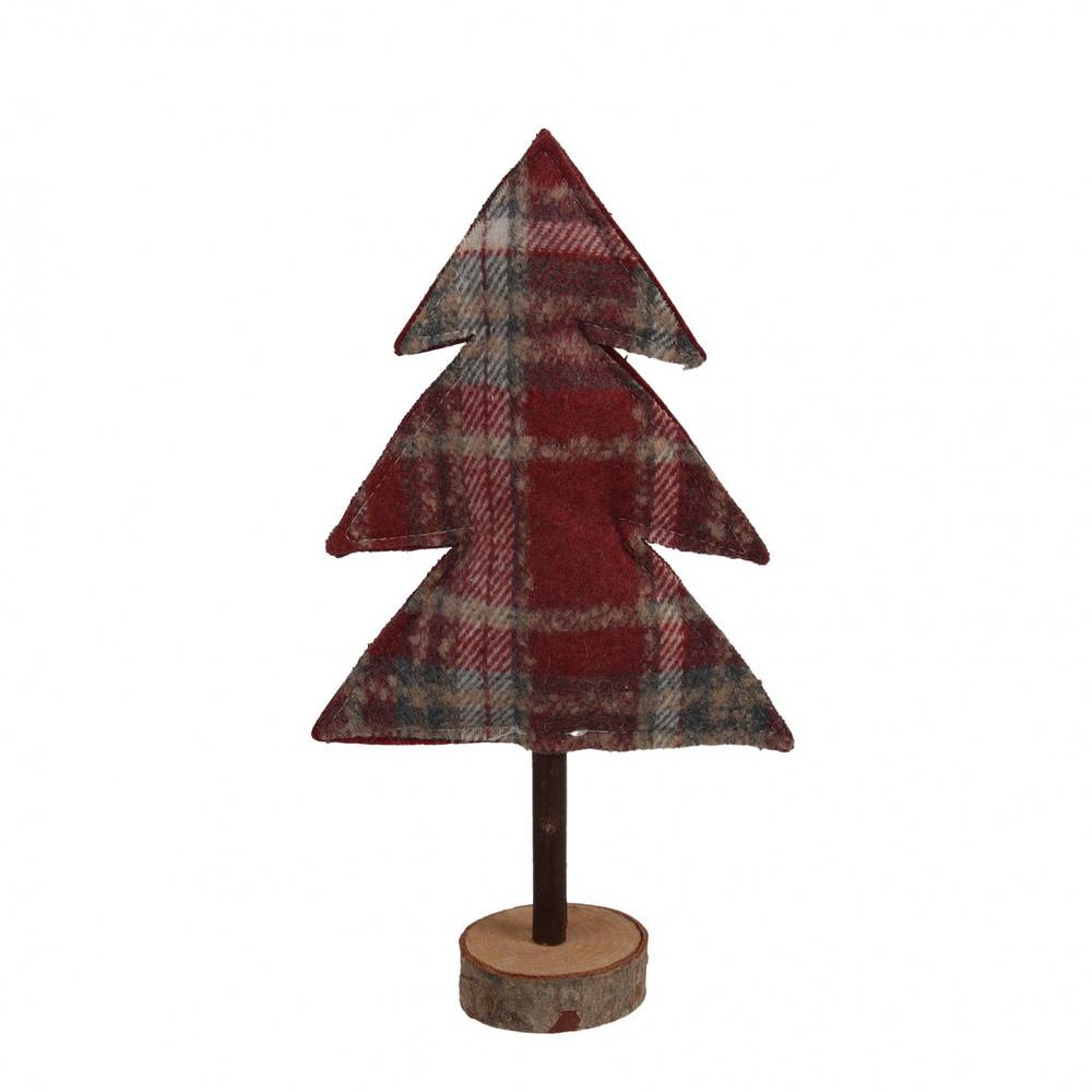 Deko Baum auf Holz Quadrate rot 15x05.5x28cm