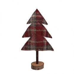 Deko Baum auf Holz Quadrate rot 15x05.5x28cm