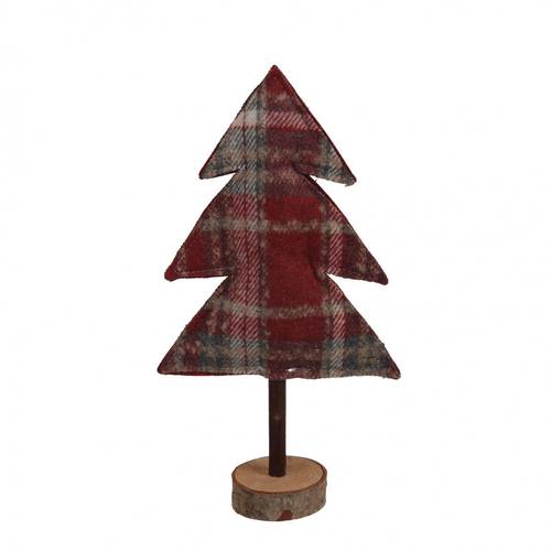 Deko Baum auf Holz Quadrate rot 15x05.5x28cm