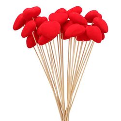 Herz auf Stab Filz rot D06cm l50cm x25