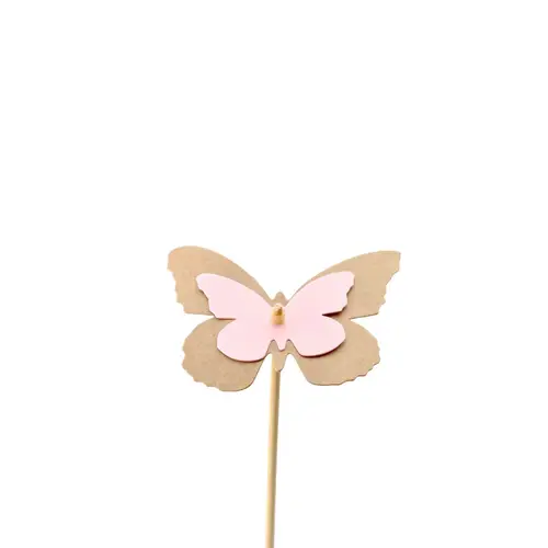 Schmetterling Kraft auf Stab rosa L12cm D07cm