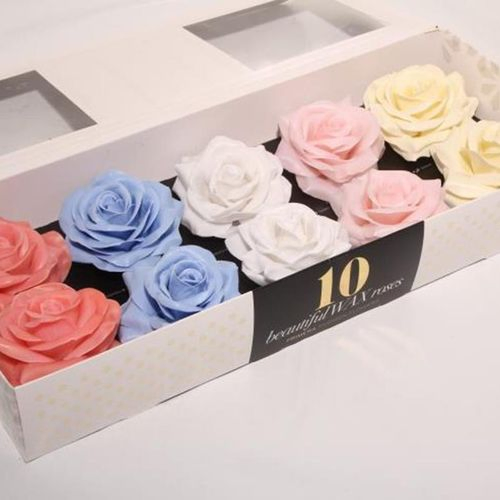 Seiden Wachs Rose pastell mix d12cm (050) blau