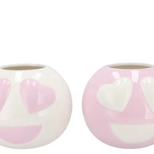 Keramik Smiley lovely lila mix 21x21x18cm