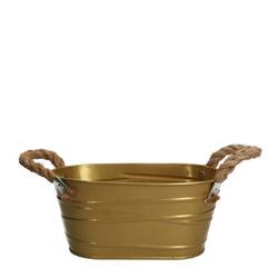 Zink Übertopf Julia gold 19x11x09cm